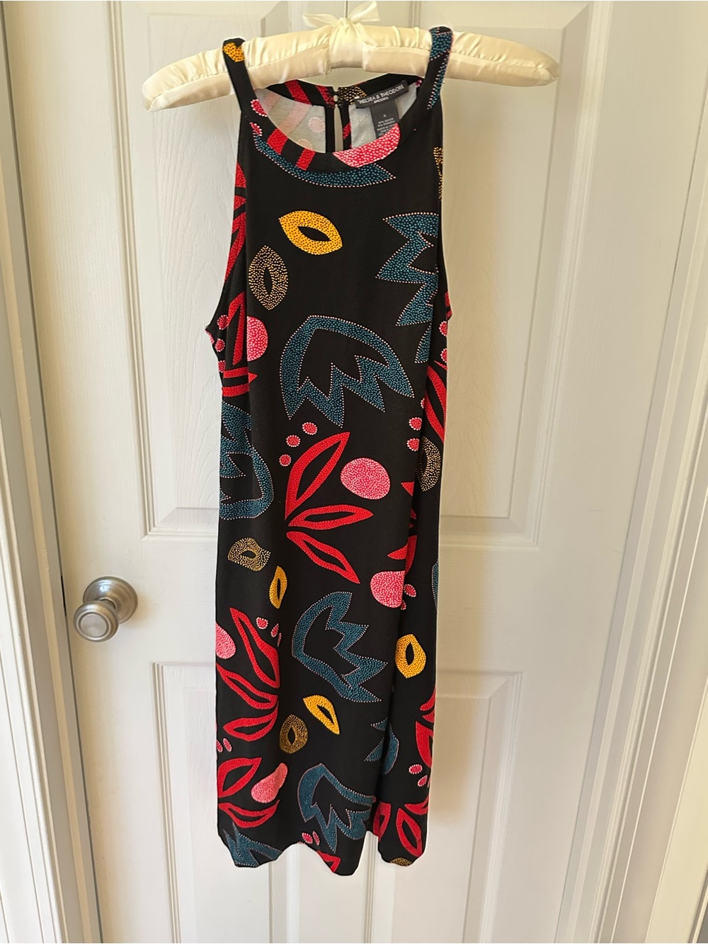 Chelsea & Theodore Black Dress with Multi Color Dot Accents